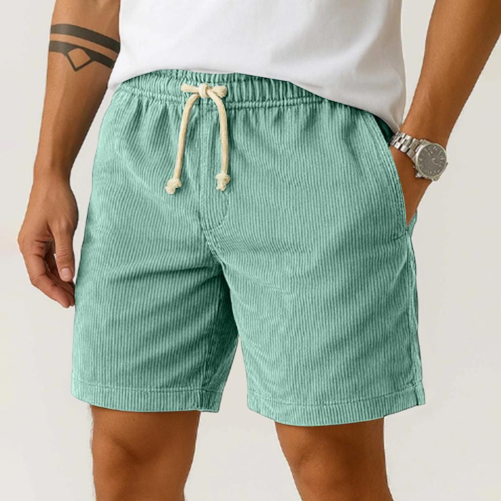 Men's Corduroy Elastic Men's Shorts Casual Beach Pants
