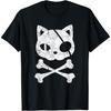 Vintage Pirate Cat Kitten Halloween Skull Cross Bones T-Shirt for Men Women Kids