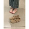 Vintage forest style suede Mary Jane shoes with buckles and shallow round toes and flat ballet shoes for girls