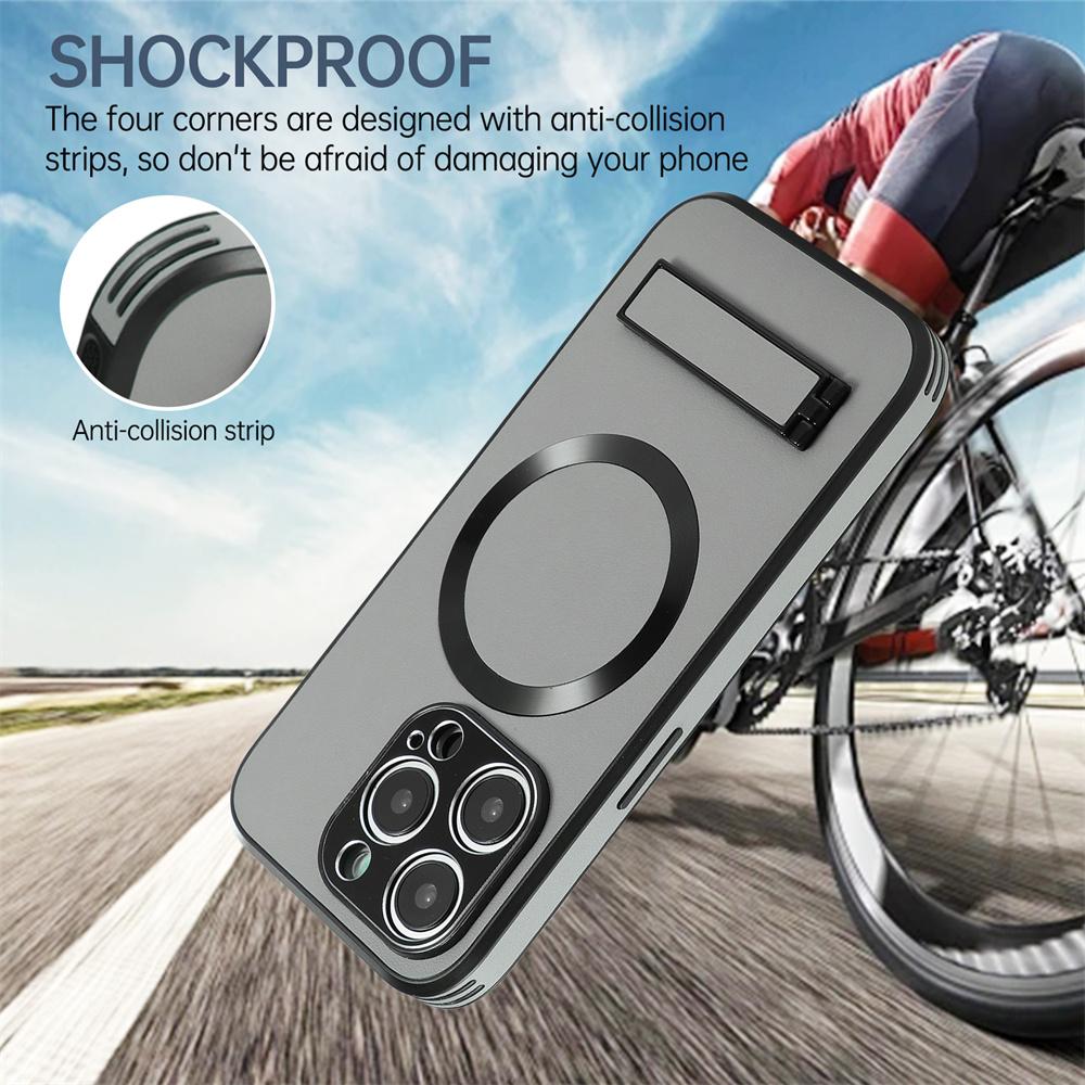 Luxury Magnetic Leather Stand Phone Case For iPhone 15 14 11 12 13 Pro Max 15Plus Wireless Charging For Shockproof Cover