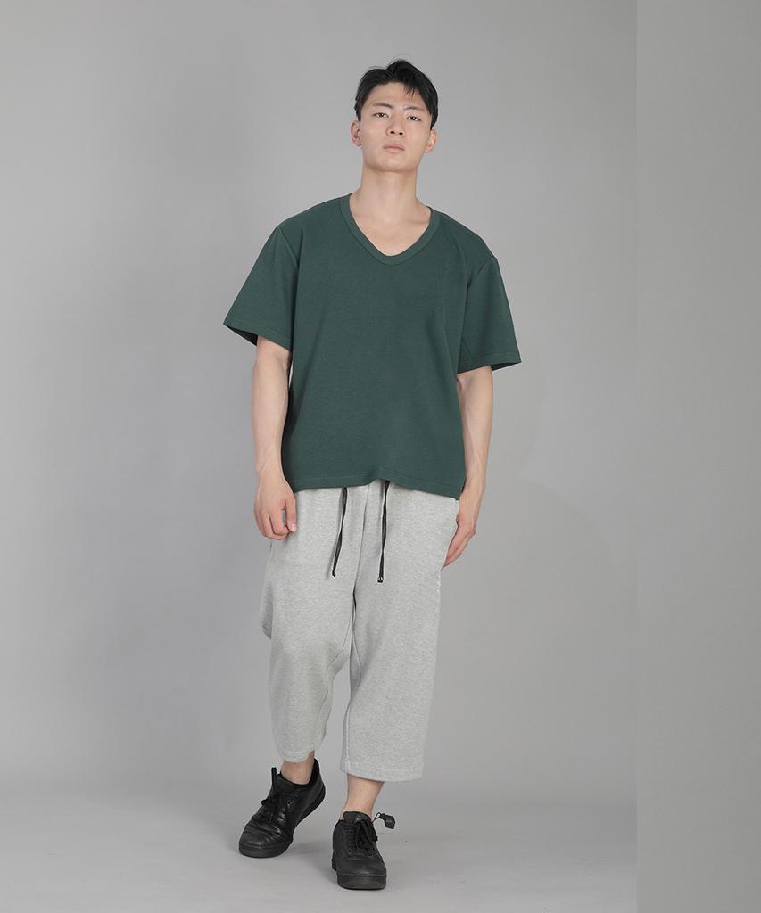 Seinteukeulu V-Neck Plain Short Sleeve T-Shirt Bvs-823 Dark Green