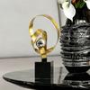 Metal Handicrafts Wrapped with Golden Ribbons Geometric Abstract Sculpture Metal Figurine Home Decoration Accessories