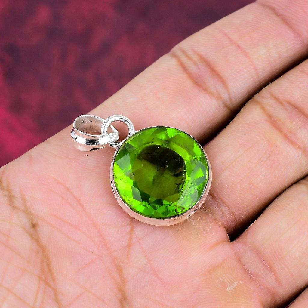 Peridot Anhänger, 925 Sterling Silber Edelstein Schmuck, handgefertigter Anhänger, Als Hochzeitsgeschenk