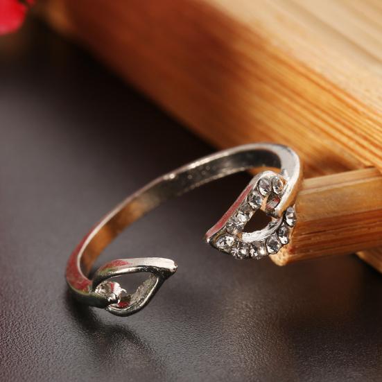 Fashion Women's Adjustable Rhinestones Leaves Opening Cuff Ring Jewelry Gift