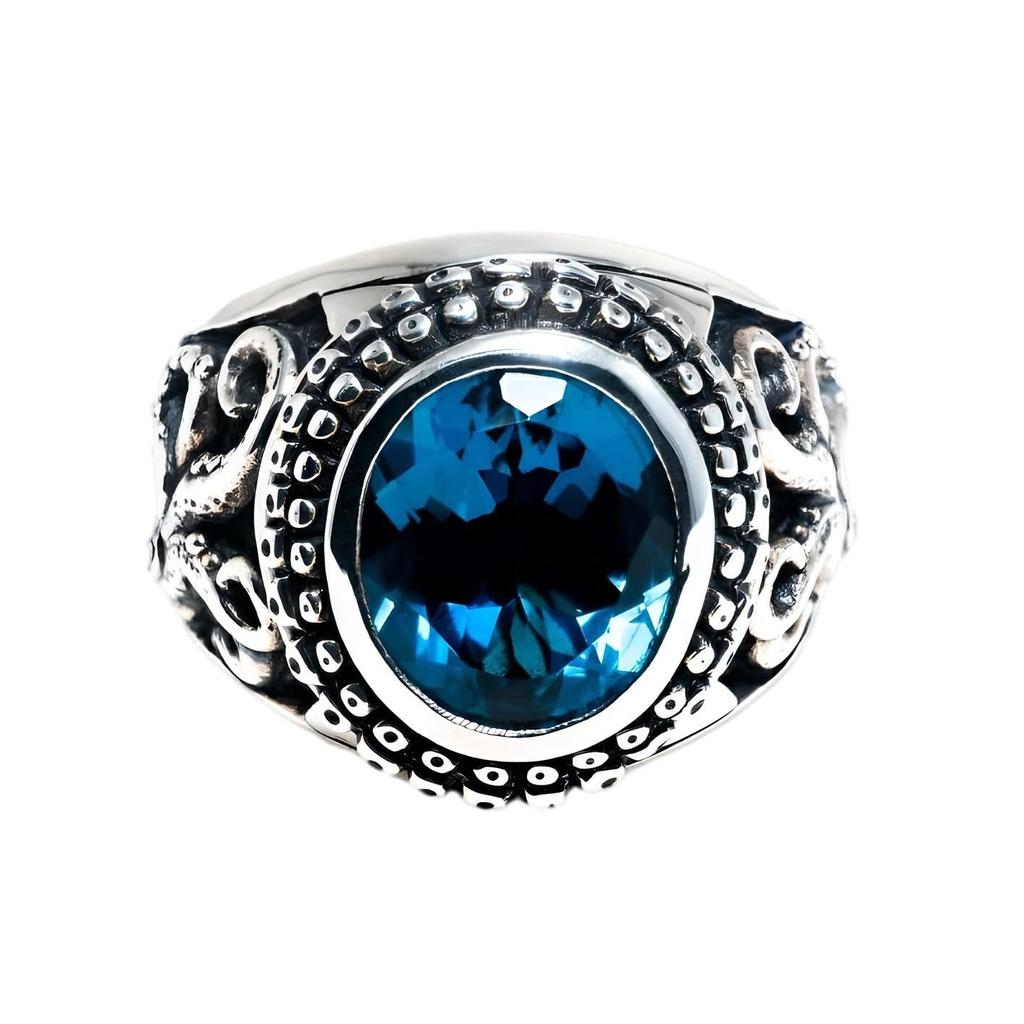 London Blue Topaz Good Vibrations [goodvibrations] Ring, Silver, Men's, (17)