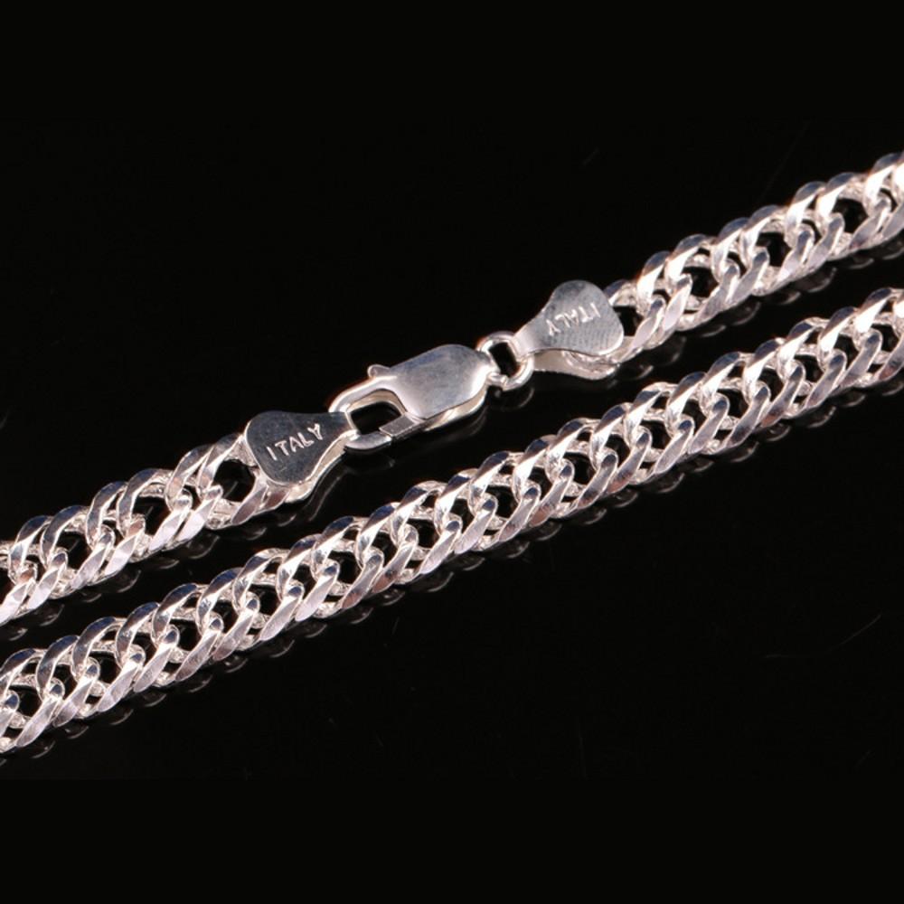 

Мужское ожерелье из стерлингового серебра 8 мм S925, модное ожерелье с боковой кнутом для мужчин, цепочка на ключицу