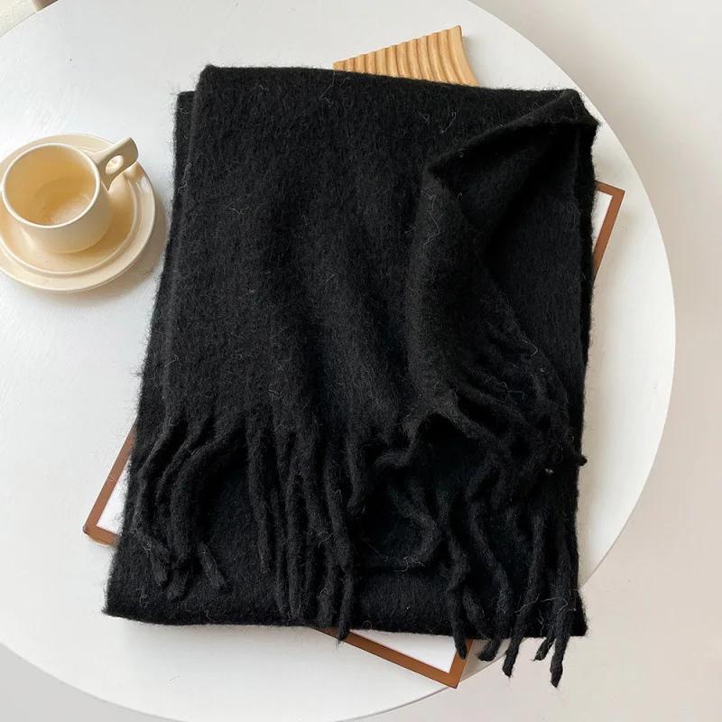 Розовый Шарф Женский Осенне-Зимний Однотонный Простой Шарф-Труба Женский Мужской Шерстяная Смесь Универсальный Многоцветный Мягкий Теплый Шаль Женский Мужской 40 210cm