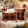 New Christmas Plaid Plush Edge Pillowcase, Winter Imitation Rabbit Fur Living Room Sofa Cushion New Christmas Party Decoration