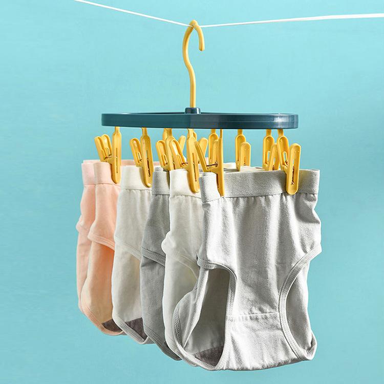 12-clip Multi-functional Hanger Windproof Clothespin Dormitory Home Student Clothespin Sock Rack Drying Hanger Inside The Hanger