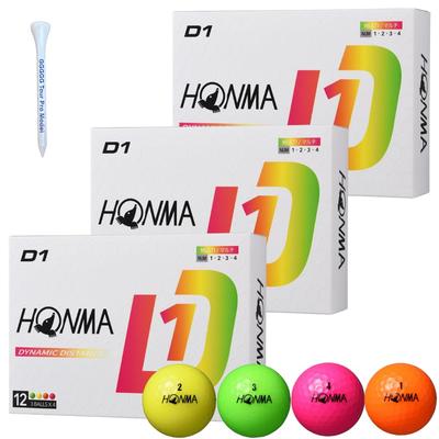 Honma Golf HONMA D1 Top Golf Topu 2024 Model BT2401 Çok Renkli 3 Düzine 36 Top Uçan Mesafe Orijinal Ahşap Tişört