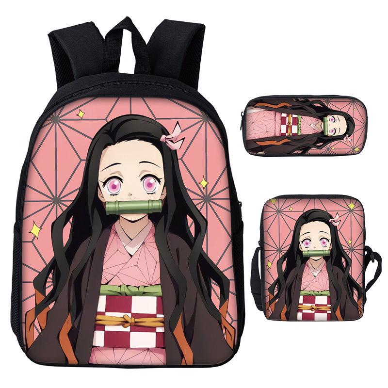 Kuromi Horror Smile Game Brawl Stars Vintage Backpack Set of 3, Multi-Functional Large Capacity School Bag Accessories