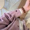 Women's Retro Purple Corduroy Shirt: Loose Fit, Korean Style, Ideal for Spring, Autumn, and Winter Layering
