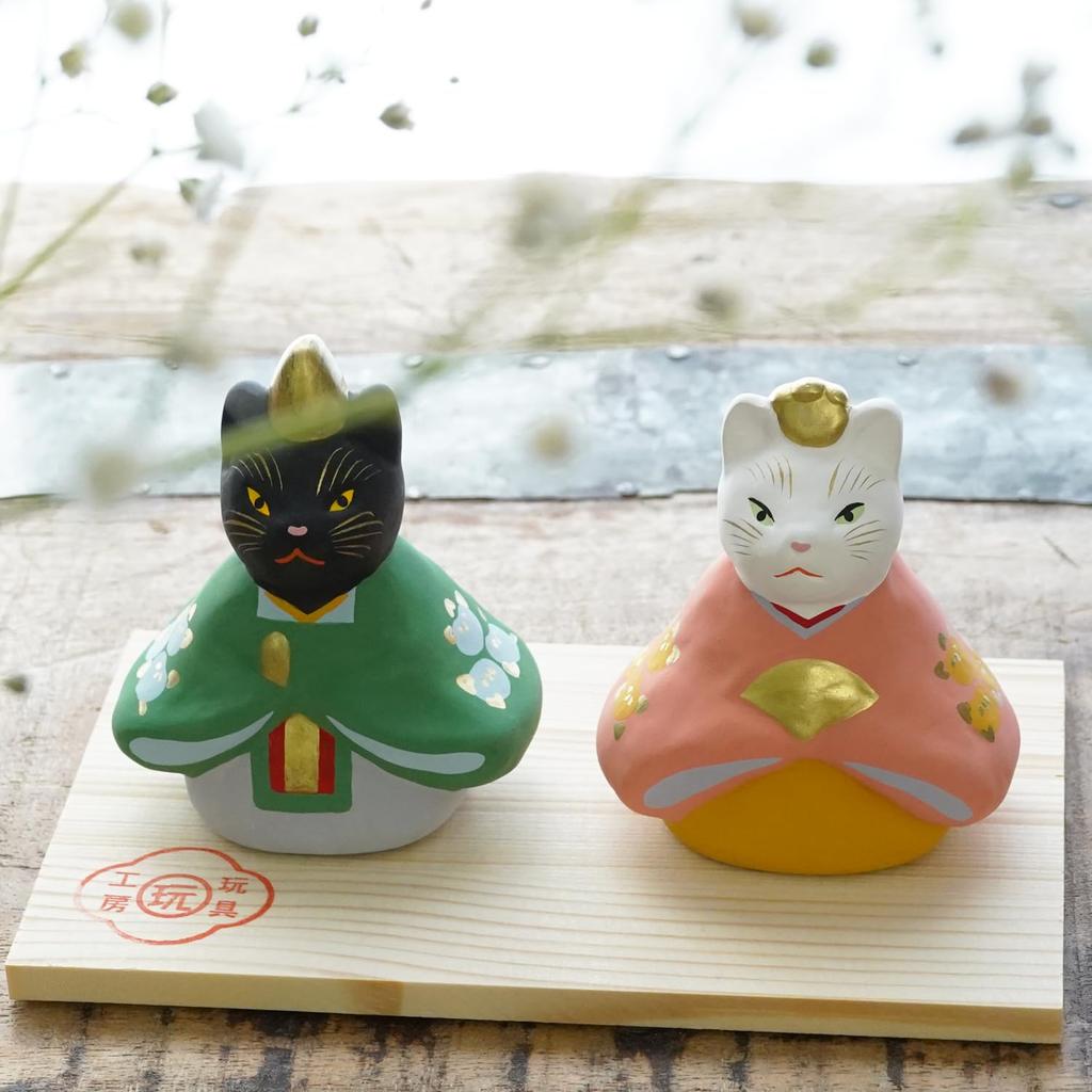 Fukubeya Hina Hina Doll by Toy Modern and perfect for celebrations and Seto-yaki Doll, Cat-Sided (Tachibana) Workshop. adorable, gifts.