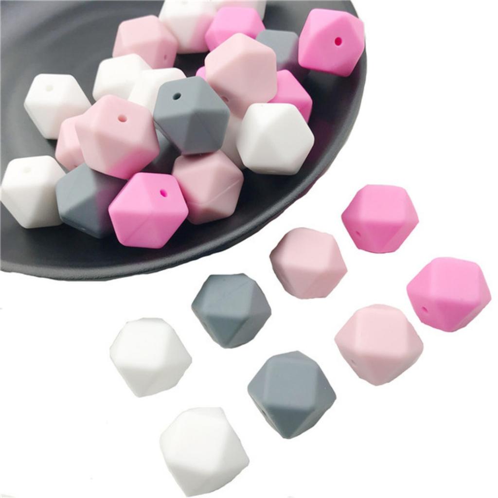 TX49 10Pcs 14mm Hexagon Solid Color Silicone Beads Jewelry DIY Necklace Bracelets Keychain Trend Handmade Accessories Jewelry