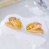 Stylish Gold Retro Denim Hat Earrings: Unique Niche Design with Light Luxury Backs