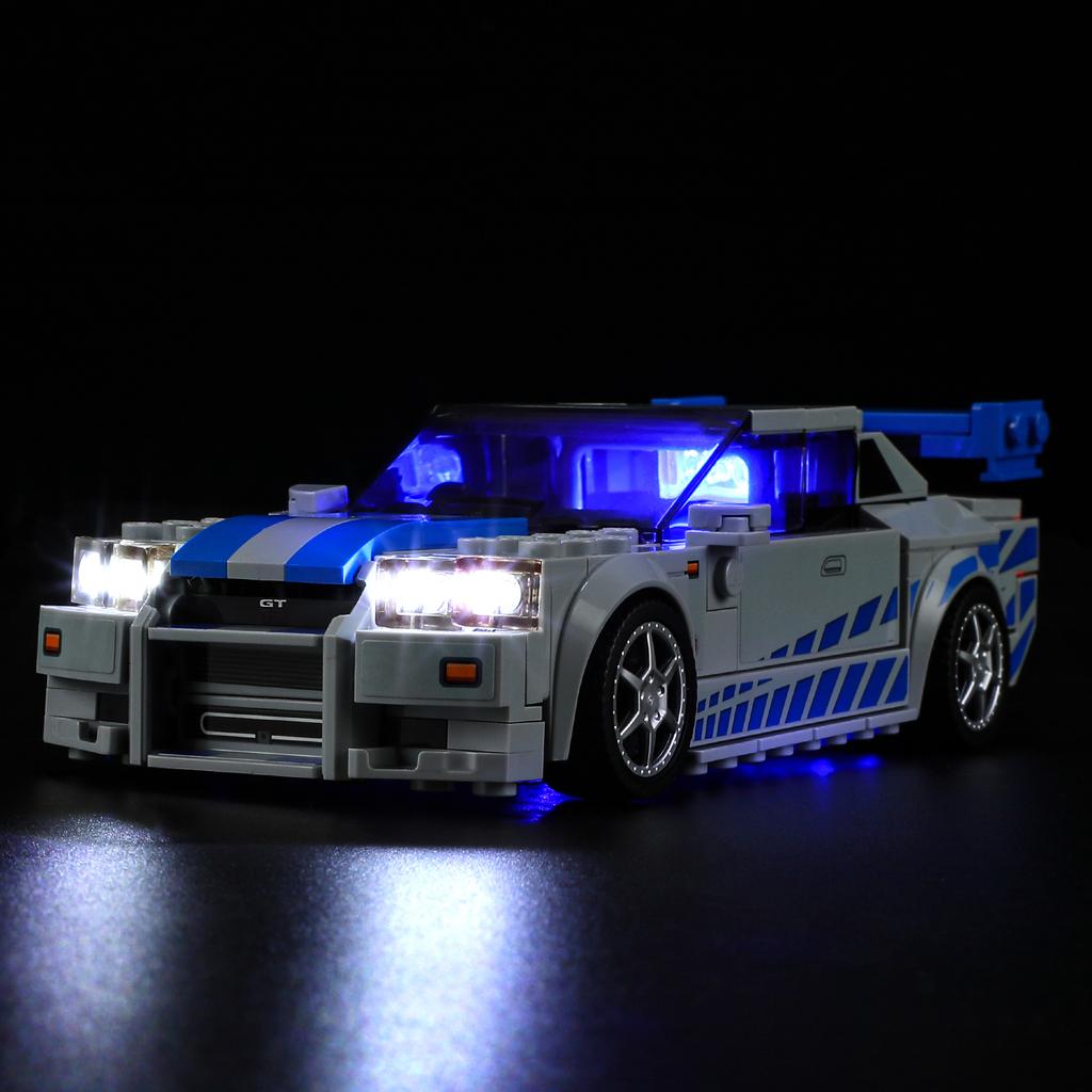 Gör-det-själv LED-belysningskit för LEGO Speed Champions 76917 2 Fast 2 Furious – Nissan Skyline GT-R (R34) Byggklossleksaker Justerbara Belysningstillbehör
