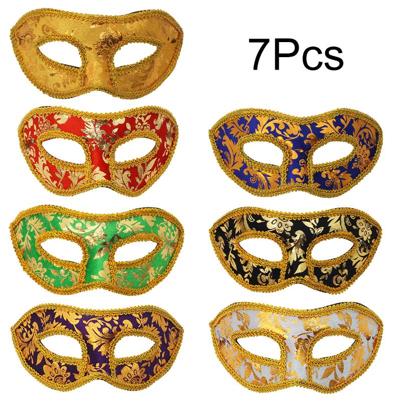 

7 шт./уп. Маска для карнавала Марди Гра, унисекс, антикварные маски, для вечеринки, пластиковые, винтажные, маскарадные, венецианские маски, полумаска