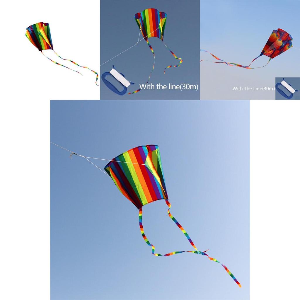 Colorful Parafoil Kite With Long 200cm Tails And 30m Flying Line For Outdoor Fun
