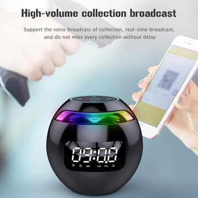 Despertador de Escritorio Esférico 2000mAh Pantalla LED Reloj Digital Altavoz Compatible con Bluetooth 5.0 Tarjeta TF Radio FM para Cumpleaños