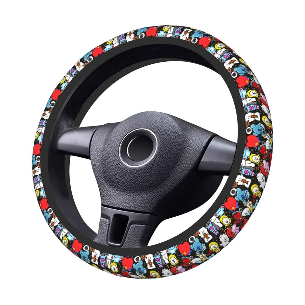 Bt21 Steering Wheel Cover for Cars, Stylish, Anti-slip, Stain Prevention, Comfortable to the Touch,