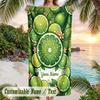Lily Pond Reflections Theme Quick Dry Beach Towel Custom Name Text Print Large Sand Resistant Towel Beach Vacation