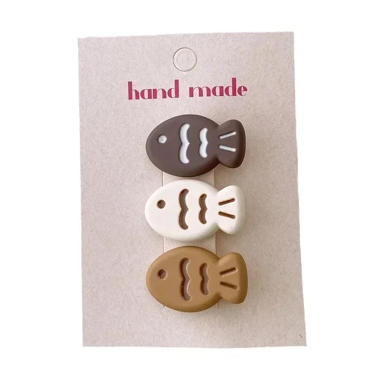 3Pcs Cute Cartoon Small Fish Hairpins Korean Style Sweet Y2k Girls Colorful Mini Hair Clips Hair Accessories
