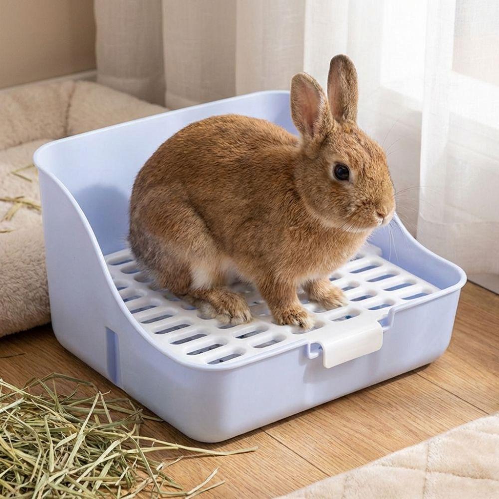 Anti-Tipping Rabbit Toilet Splash-Proof Animal Potty Trainer Pet Toilet Box Indoor Use