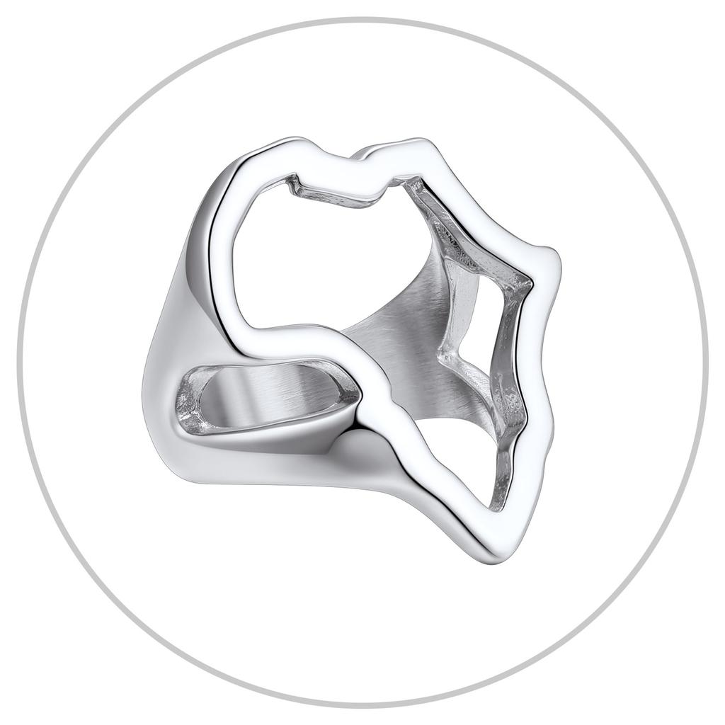 Nerezové Veľké Prstene s Mapou Afriky pre Muža Ženu Plné / Duté Signetové Prstene s Mapou Afrických Krajín Unisex Šperky Darček