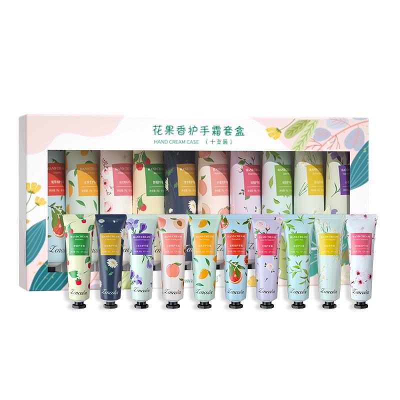 Chamomile Hand Cream Set Box Hydrating Moisturizing Nourishing Hand Cream Four Seasons Tender White Hand Cream 10 Flavors Fruit Scent