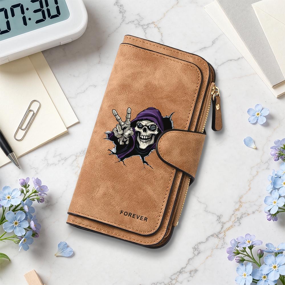 Gothic Skeleton Print Wallet Forever Multi Card Large Capacity Purse