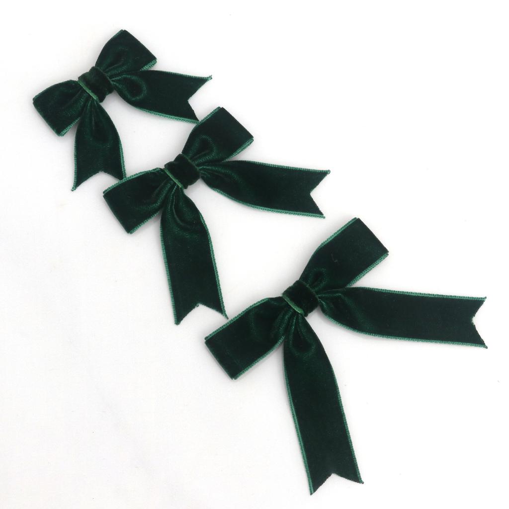Christmas Red Green Velvet Bow Tie Handmade Tail Cut Christmas Tree Gift Box Decoration 50 Pieces Festive Ribbon Bows For Holiday Decor