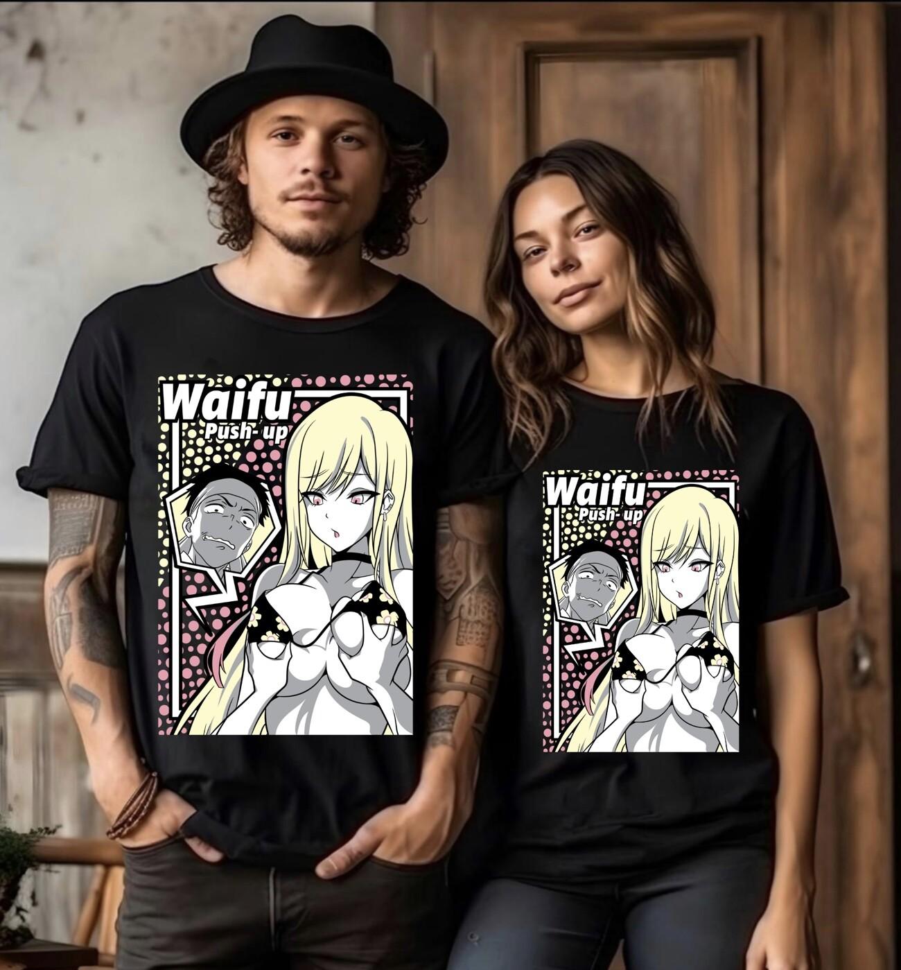 Unisex Waifu Material Anime T-Shirt Mens Womens Tees Top, Anime Lewd Shirt,anime shirt,gift T Shirt Mens Womens Tees Top L