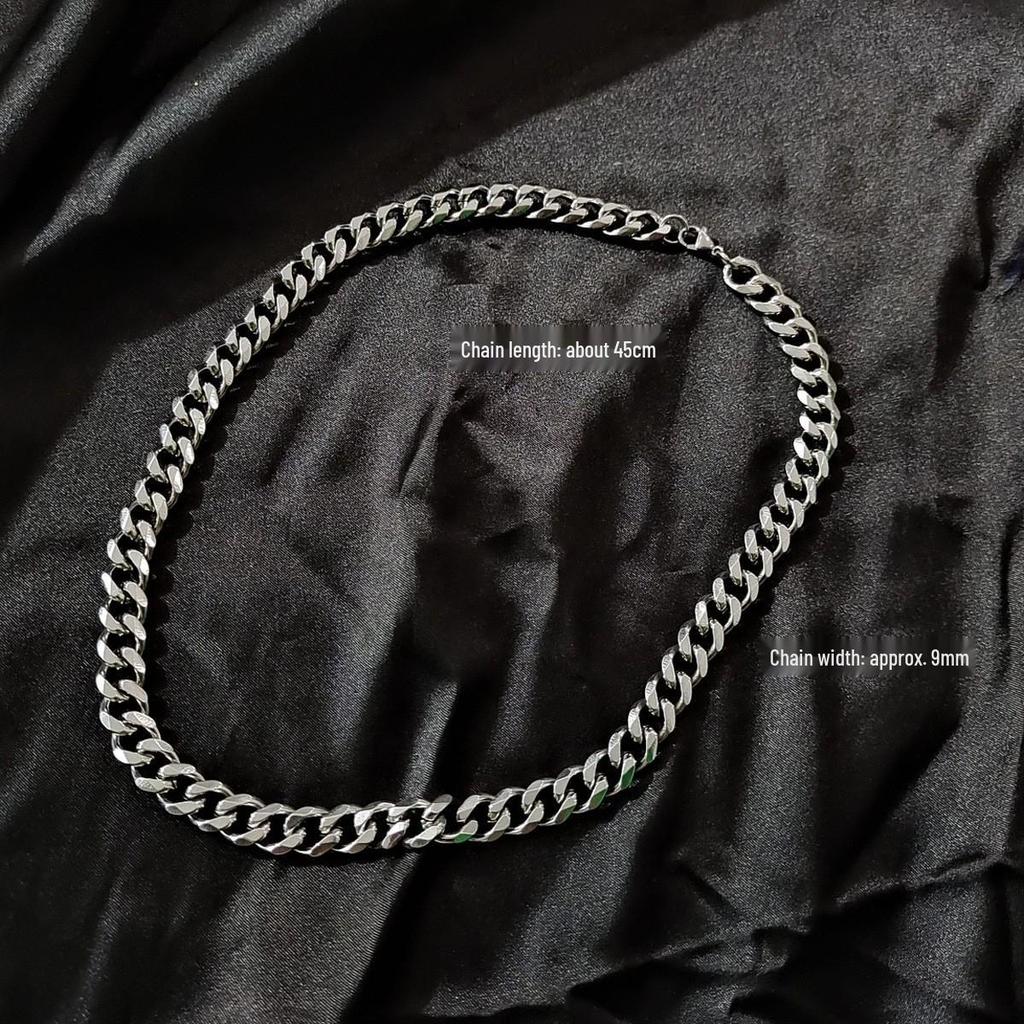 Europeisk og amerikansk hiphop chunky cubansk kjedehalskjede - Trendy street-stil for menn og kvinner, high-end bredt kragebens-tilbehør