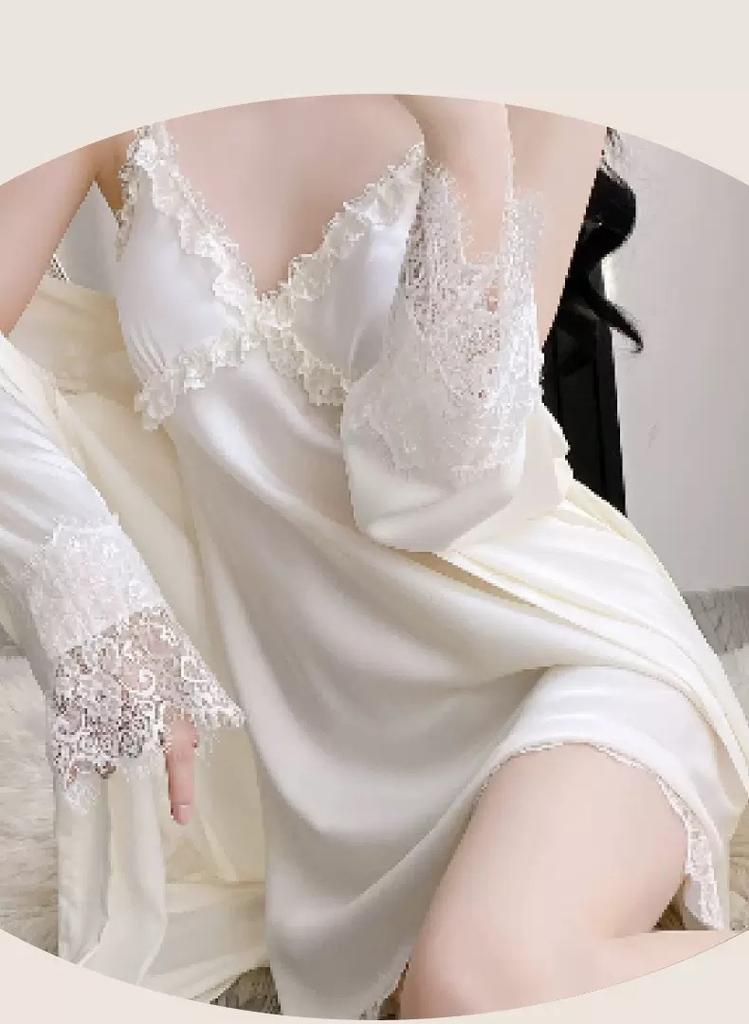 New ice silk pajamas women's spring and summer live broadcast pajamas lace lace suspender nightgown thin imitation silk loungewear