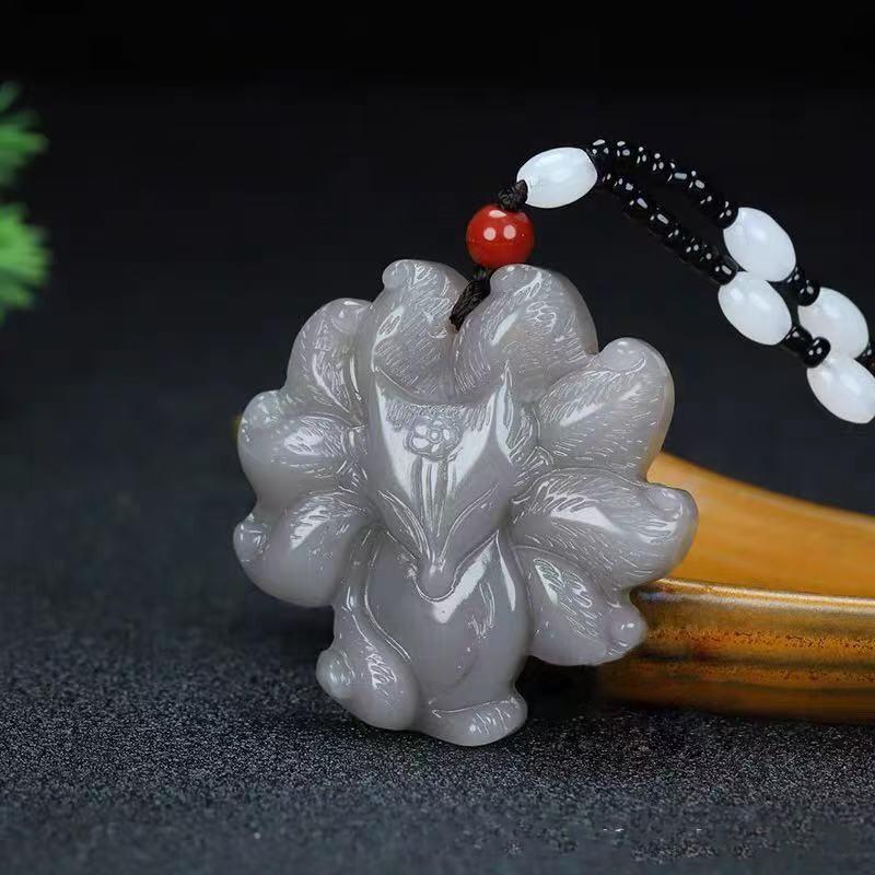 Кулон Девятихвостая лиса Циншуй Милый Большой кулон Девятихвостая лиса Ожерелье 50CM