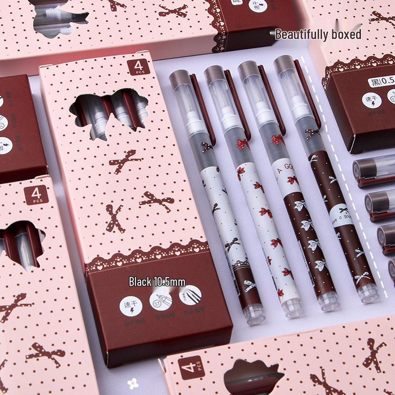 Cartoon Tintenroller-Stiftset 0,5 mm Nadelspitze Schnelltrocknender Schwarzer Gelstift für Studenten