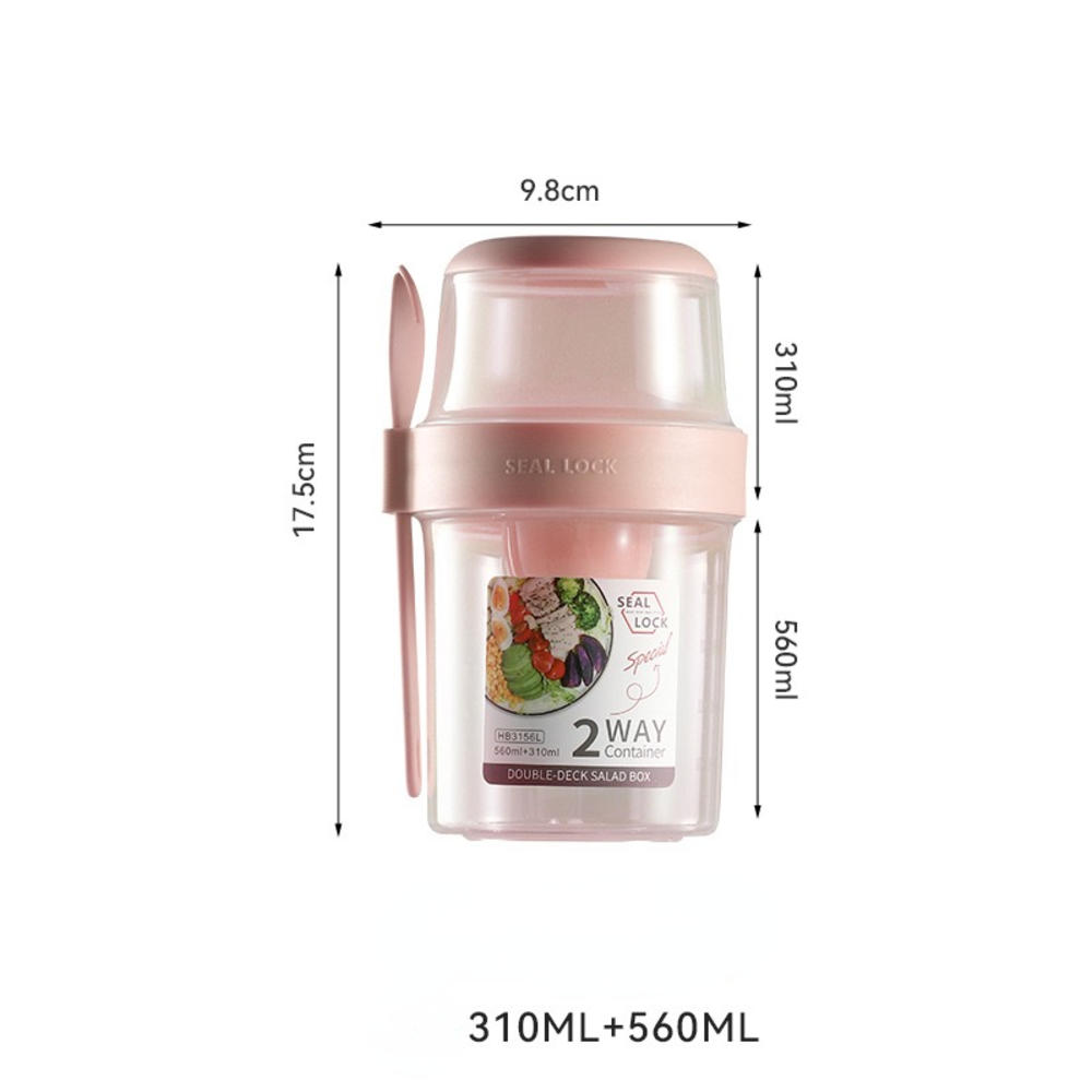 600ml Portable Breakfast Cup Multifunction Transparent Overnight Oat Food Container With Lid And Spoon For Cereal Milk Or Yogurt