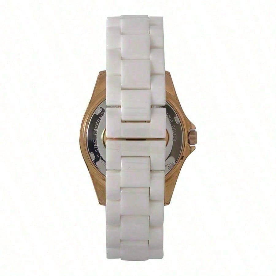 Fossil Orologio da Donna GMT in Ceramica Bianca/Oro Rosa Madreperla CE1006