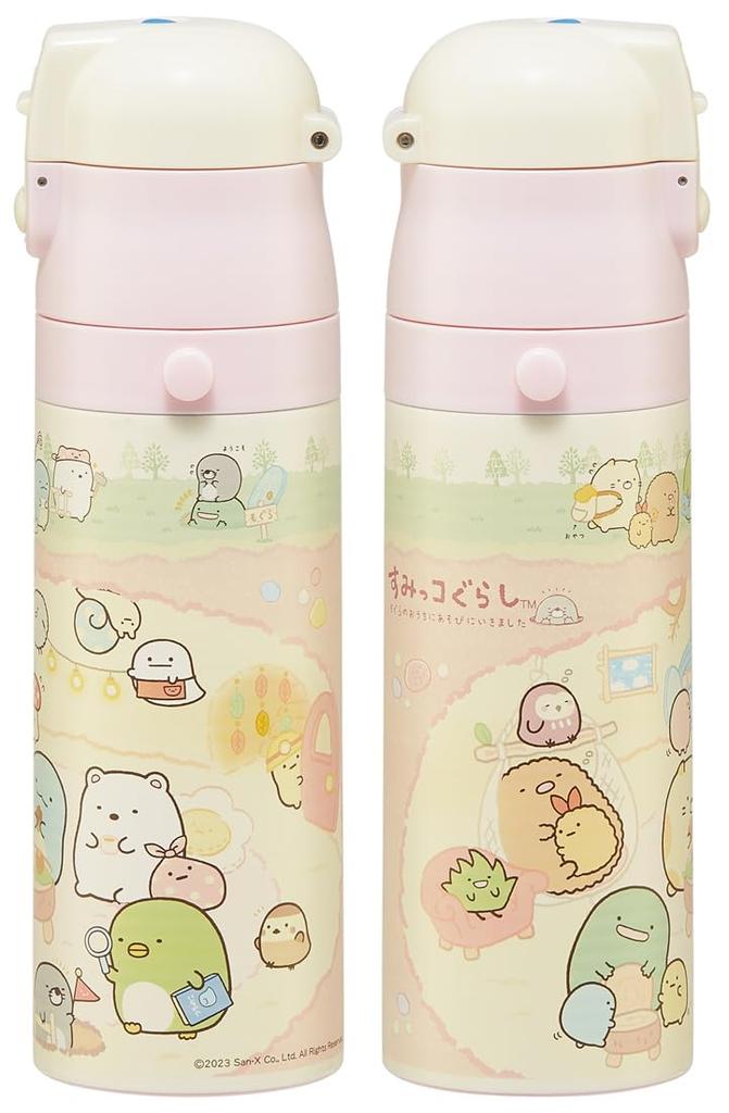 Skater Stainless Steel Water Direct Cup Sumikkogurashi Lightweight and For Thermal and Cold Water Sports Water Children's Bottle, 2-way, Drinking,