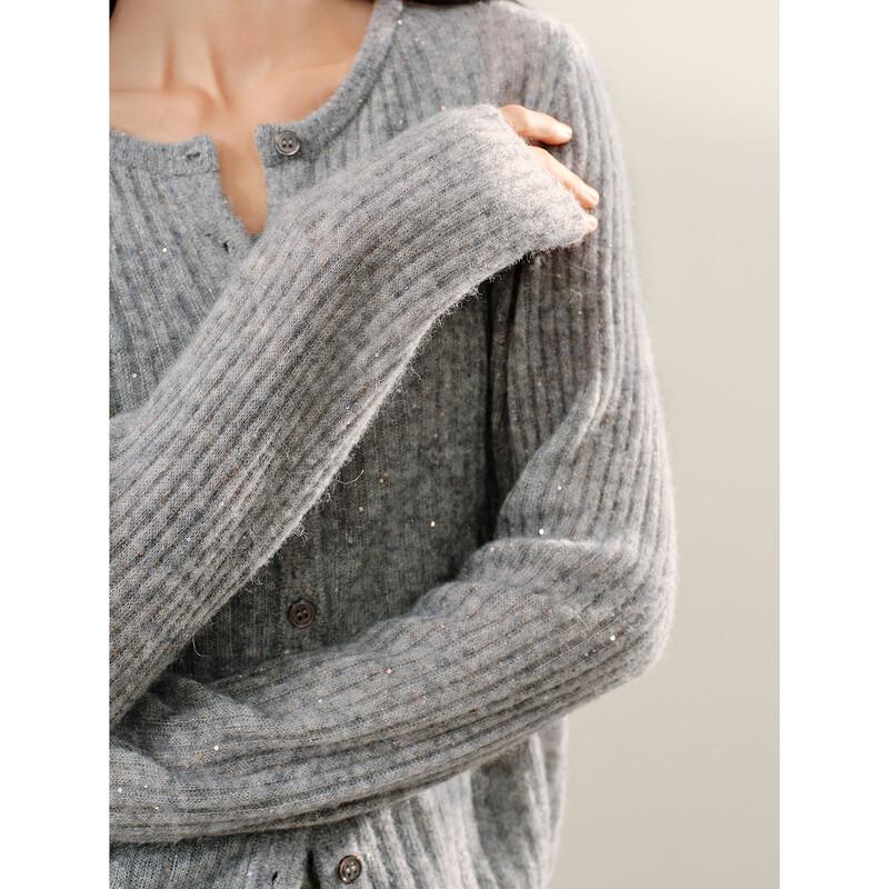 Women's Sequin Merino Wool Knit Cardigan