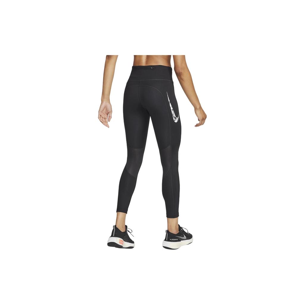 Nike Fast Large Logo Print Mid-Rise Pocket Design Leggings Women leggings Black FN3268-010