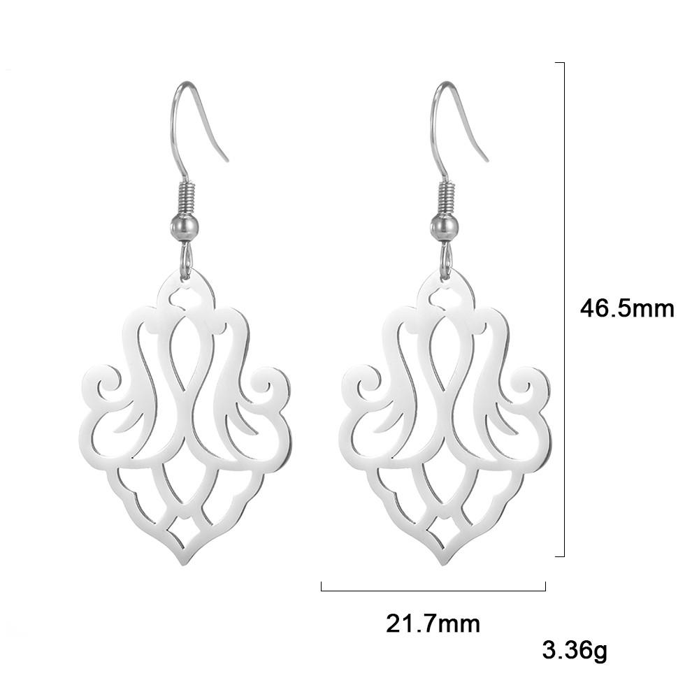 Filigree Dangle Drop Earrings Bohemian Stainless Steel Black Gold Hollow Vintage Pendant Earrings for Woman Gifts