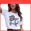 Cute And Fresh Style Unicorn Print T-shirt Cotton Short Sleeve Pullover For Women