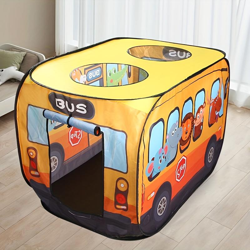 Children Cartoon Bus Play Tent Outdoor Interactive Fabric Game Tent Lightweight Portable Kids Tent with Easy Storage Boys Girls 70x110x70cm