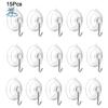 15Pcs Multifunctional PVC Suction Cup Hooks Transparent Traceless Towel Hanger Reusable Removable Wall Hook Kitchen