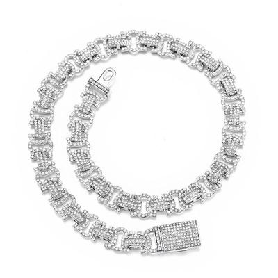 European & American Hip Hop Byzantine Cuban Chain Full Diamond Men's Necklace