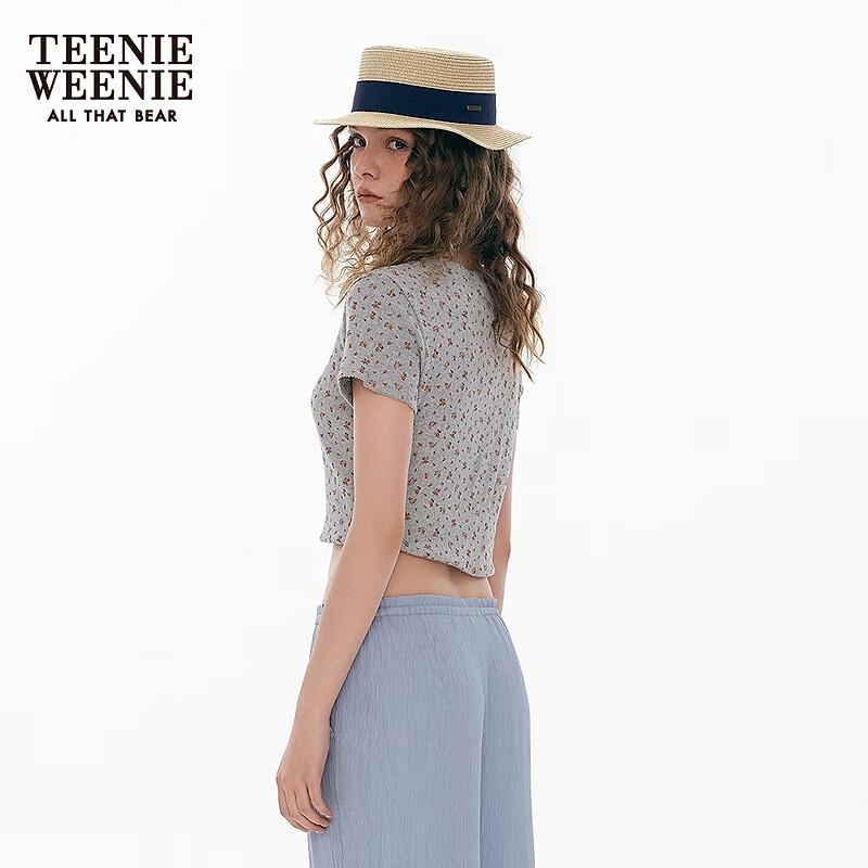 Teenie Weenie Women's Bear & Floral Round Neck T-Shirt