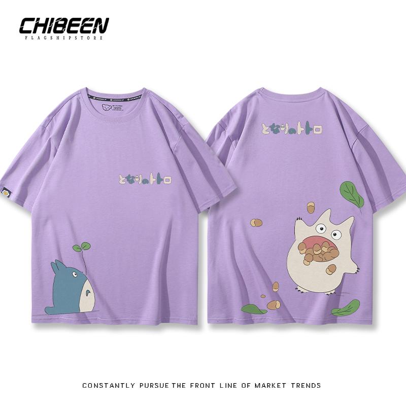 

Мультфильм Тоторо коллаборация футболка с коротким рукавом мужская и женская летняя 100% хлопок повседневная одежда тренд XL