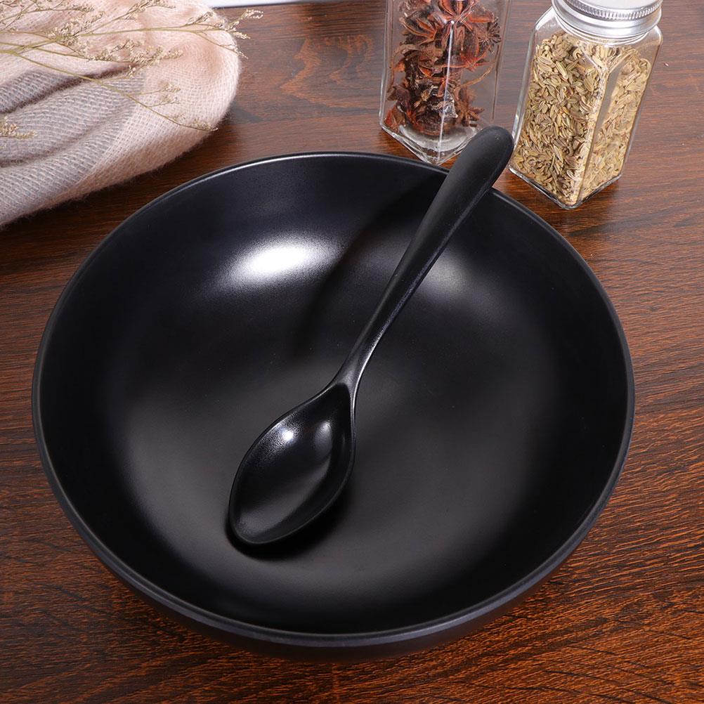 8Pcs Black Matte Melamine Spoon Soup Imitation Ceramic Ladle Coffee Dessert Multi Purpose Household Kitchen Dining Tableware4