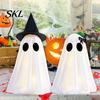 Saisonale Feiertagsdekoration Halloween Geist Dekoration, Leuchtend mit Hexenhut/Schleife, Dekoration Spukhaft Stehend für Veranda Hof Außenparty